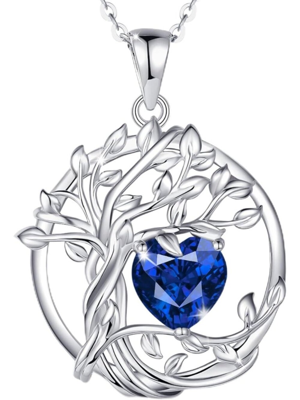Tree of Life Birthstone Necklace in Sterling Silver - Elegant Women's Jewelry
